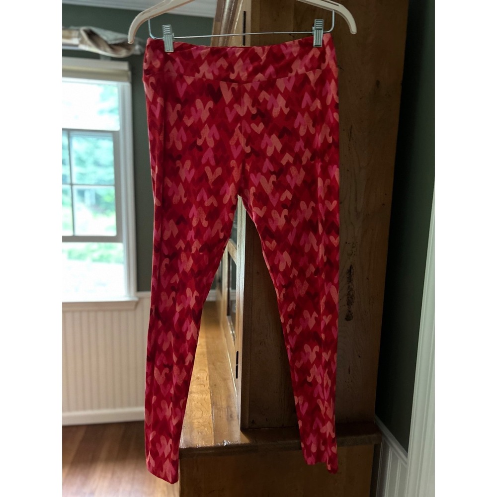 Valentines LuLaRoe Size Tall & Curvy Valentine Hearts Red Pink Leggings